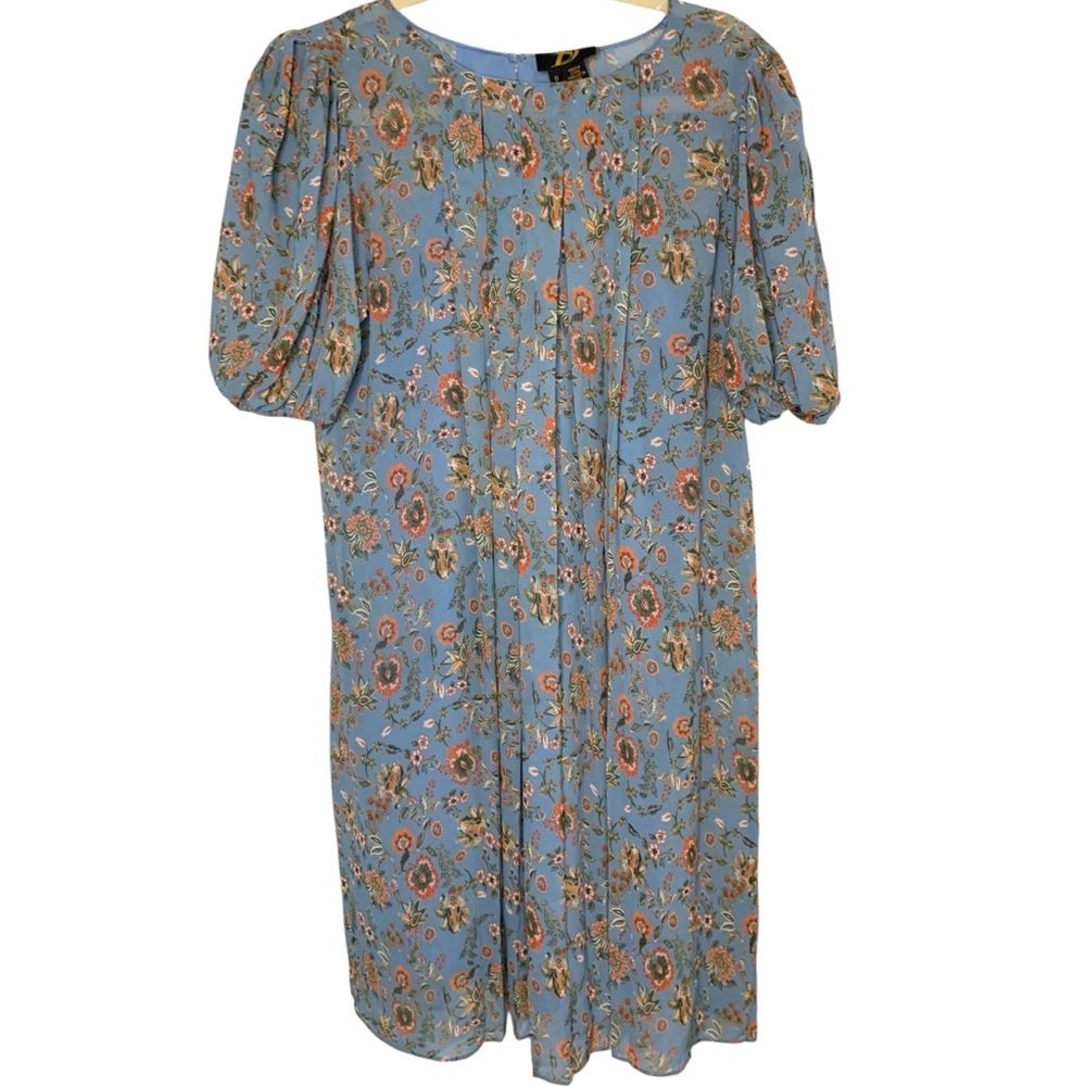 Sachin + Babi Size 0 Blue Floral Print Cottagecore Marina Pleated Mini Dress